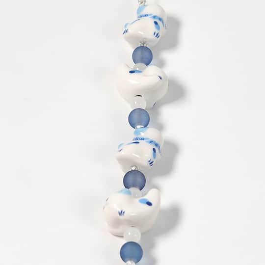 Jesse James Beads 15mm Blue & White Ceramic Cat Beads